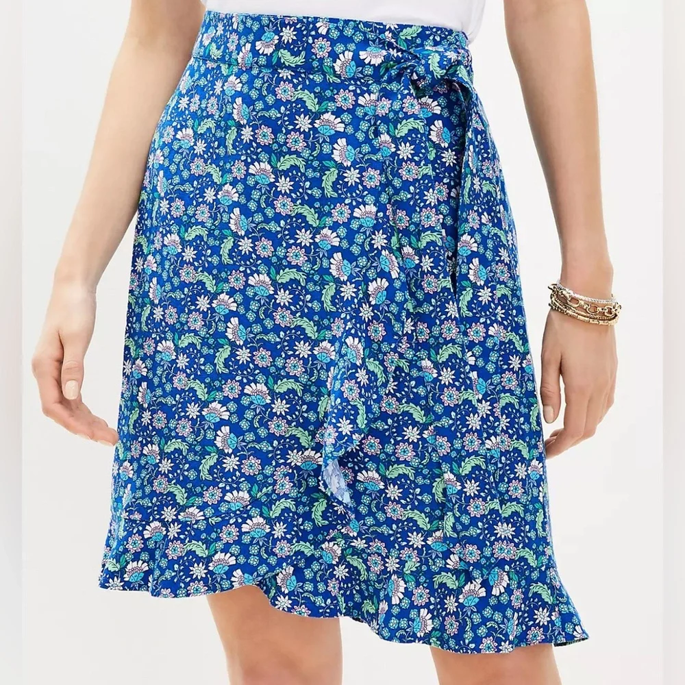 LOFT floral ruffle wrap skirt